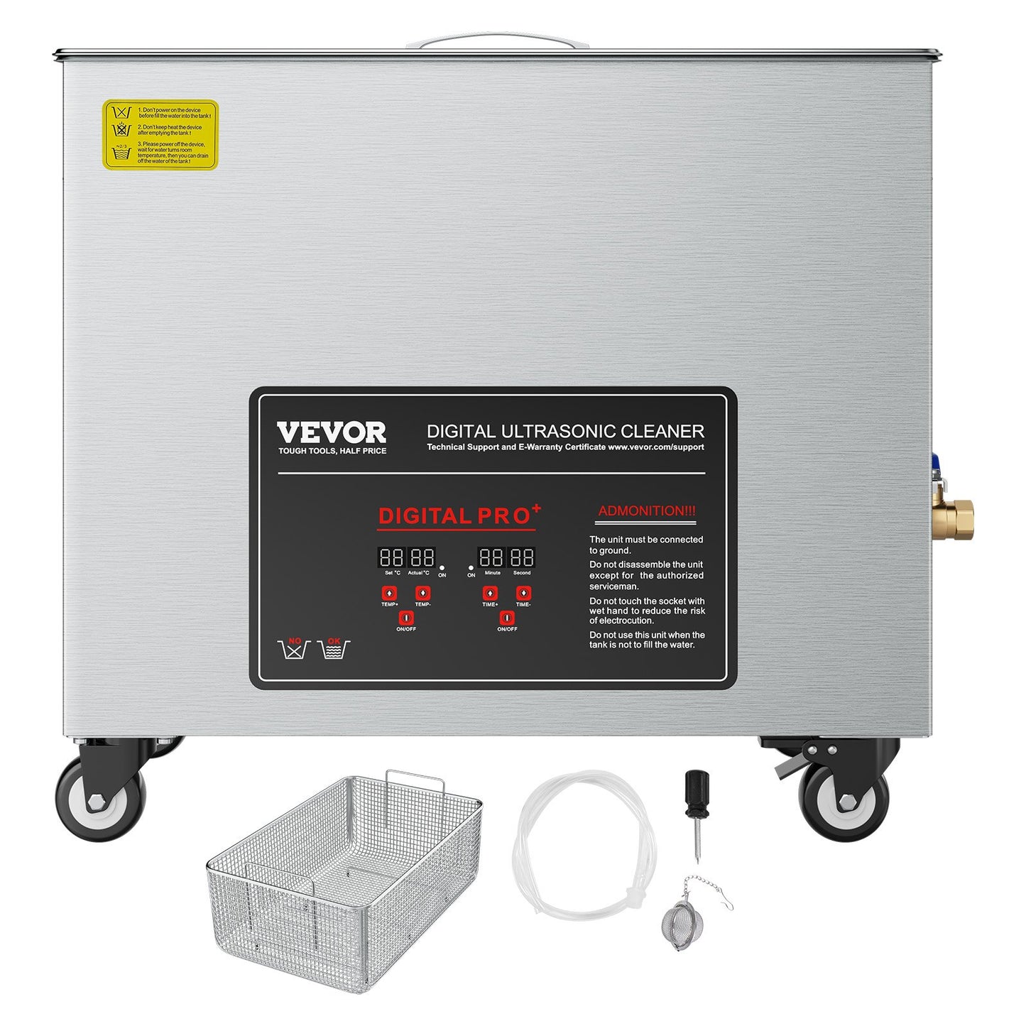 50L Ultrasonic Cleaner, Professional Ultrasonic Cleaner Machine with Cleaning Basket & Digital Display, 840W Stainless Steel Large Cleaning Machine with Wheels for Industrial Parts, Carburetors