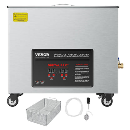 50L Ultrasonic Cleaner, Professional Ultrasonic Cleaner Machine with Cleaning Basket & Digital Display, 840W Stainless Steel Large Cleaning Machine with Wheels for Industrial Parts, Carburetors