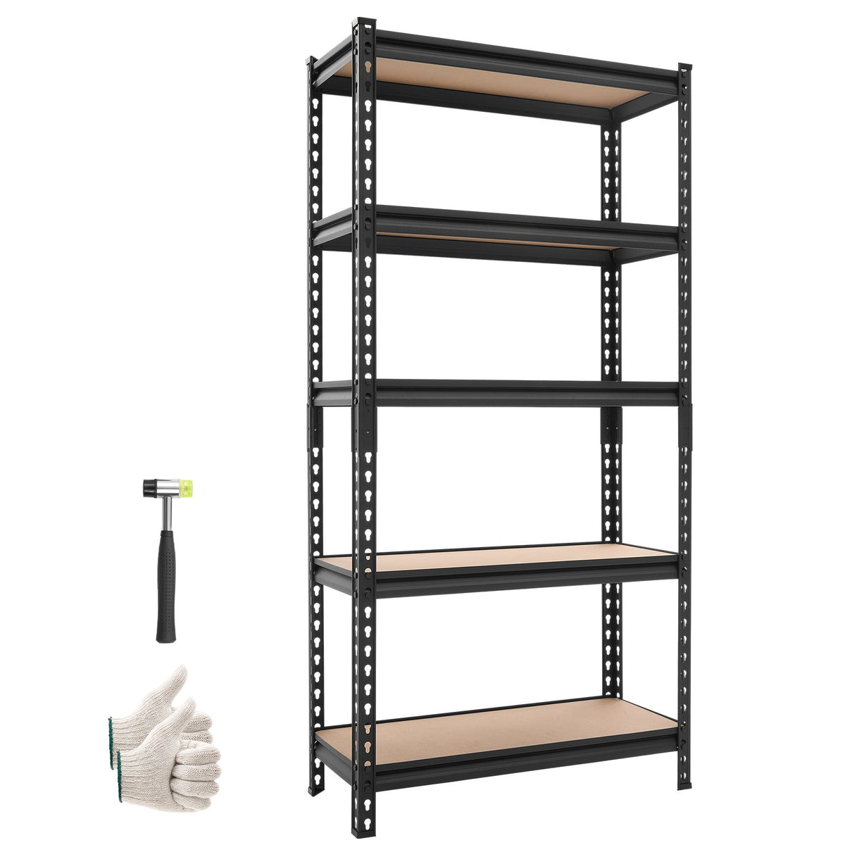 Storage Shelves, 5-Tier Adjustable, 907.2 kg Capacity, Heavy Duty Garage Storage Shelving Unit, Metal Utility Rack Shelf, for Kitchen Pantry Basement Bathroom, 759 mm W x 309 mm D x 1520 mm H