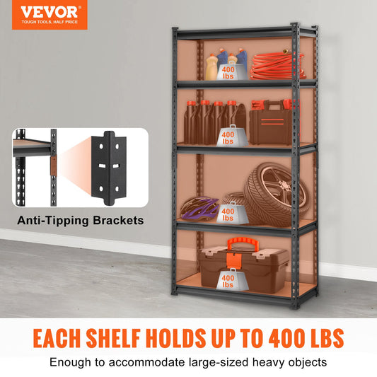 VEVOR Storage Shelving Unit, 5-Tier Adjustable, 907 kg Capacity, Heavy Duty Garage
