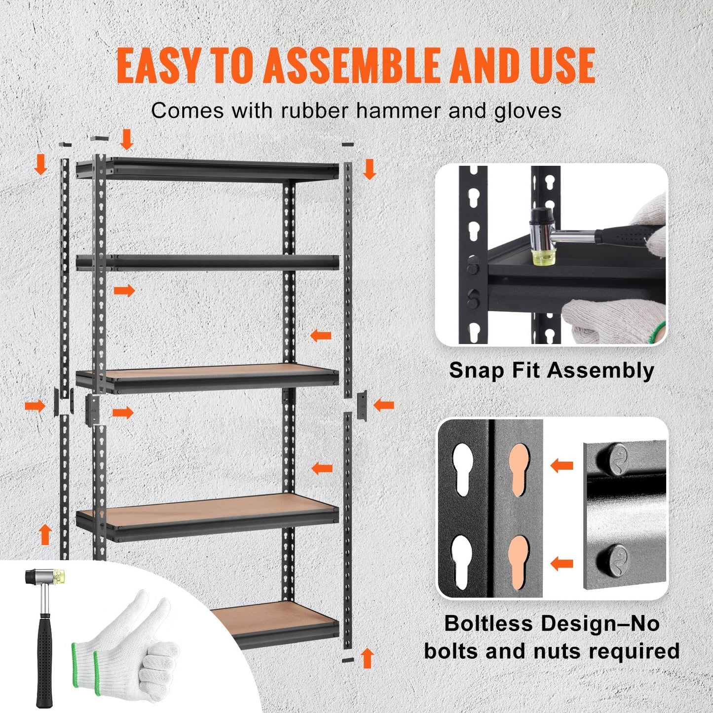 5-Tier Heavy Duty Metal Shelving Unit, Adjustable, 907 kg Capacity, Black