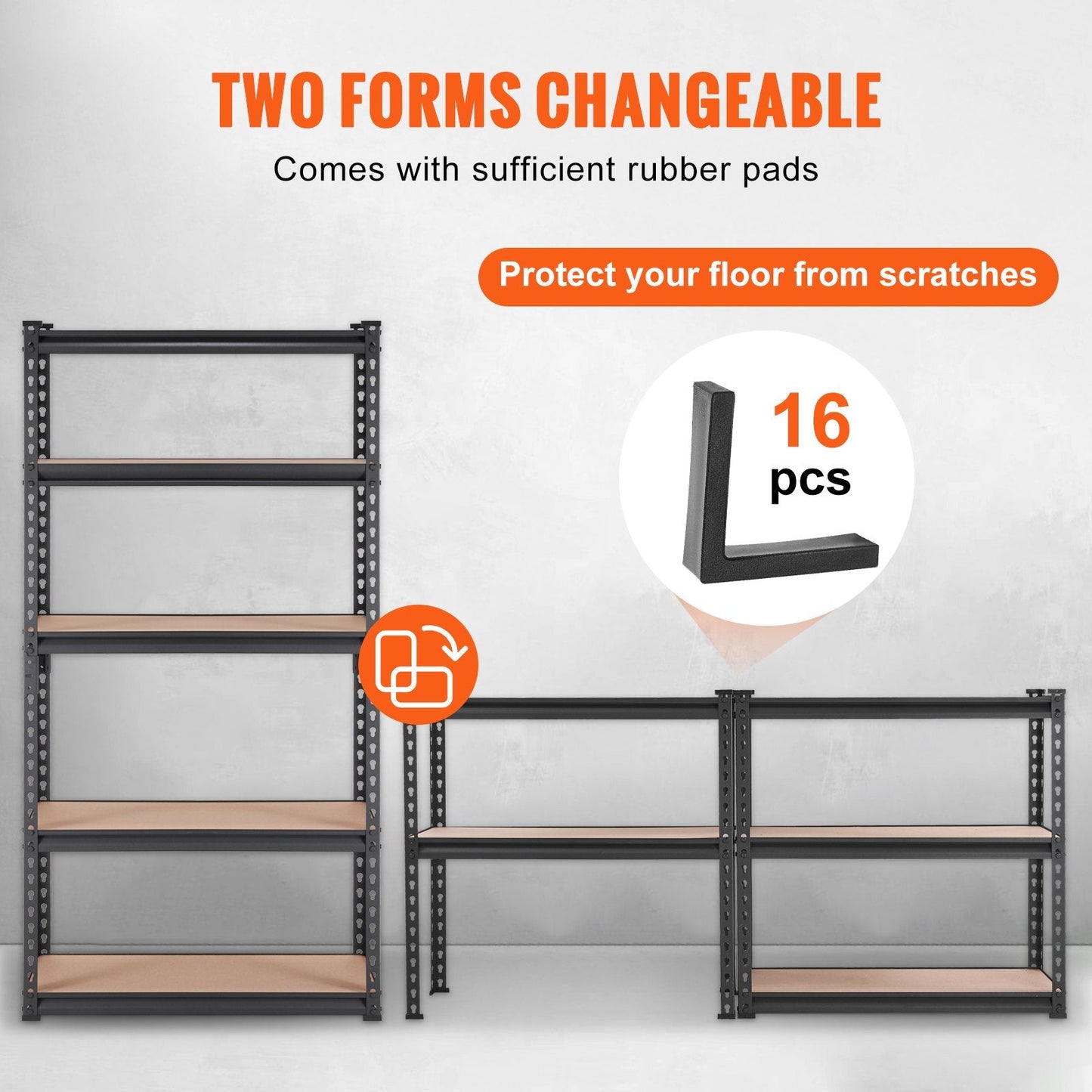 5-Tier Heavy Duty Metal Shelving Unit, Adjustable, 907 kg Capacity, Black