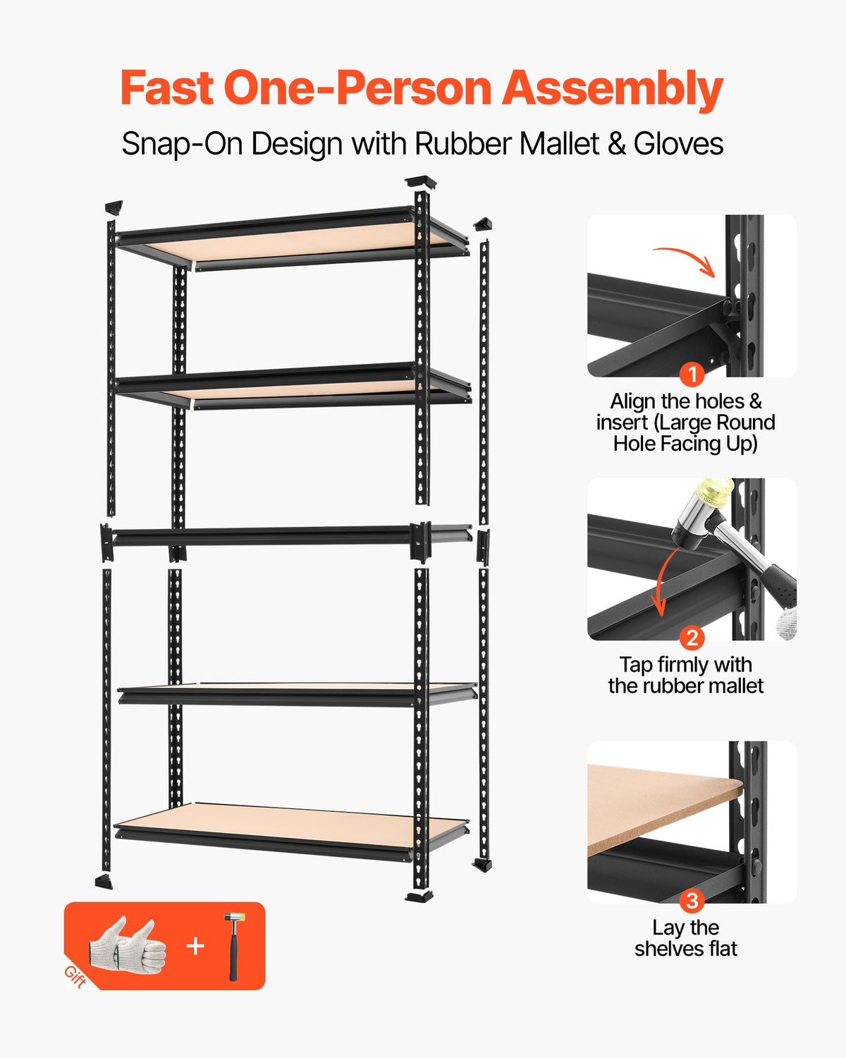 Storage Shelves, 5-Tier Adjustable, 907.2 kg Capacity, Heavy Duty Garage Storage Shelving Unit, Metal Utility Rack Shelf, for Garage Warehouse Basement Kitchen, 923 mm W x 459 mm D x 1813 mm H