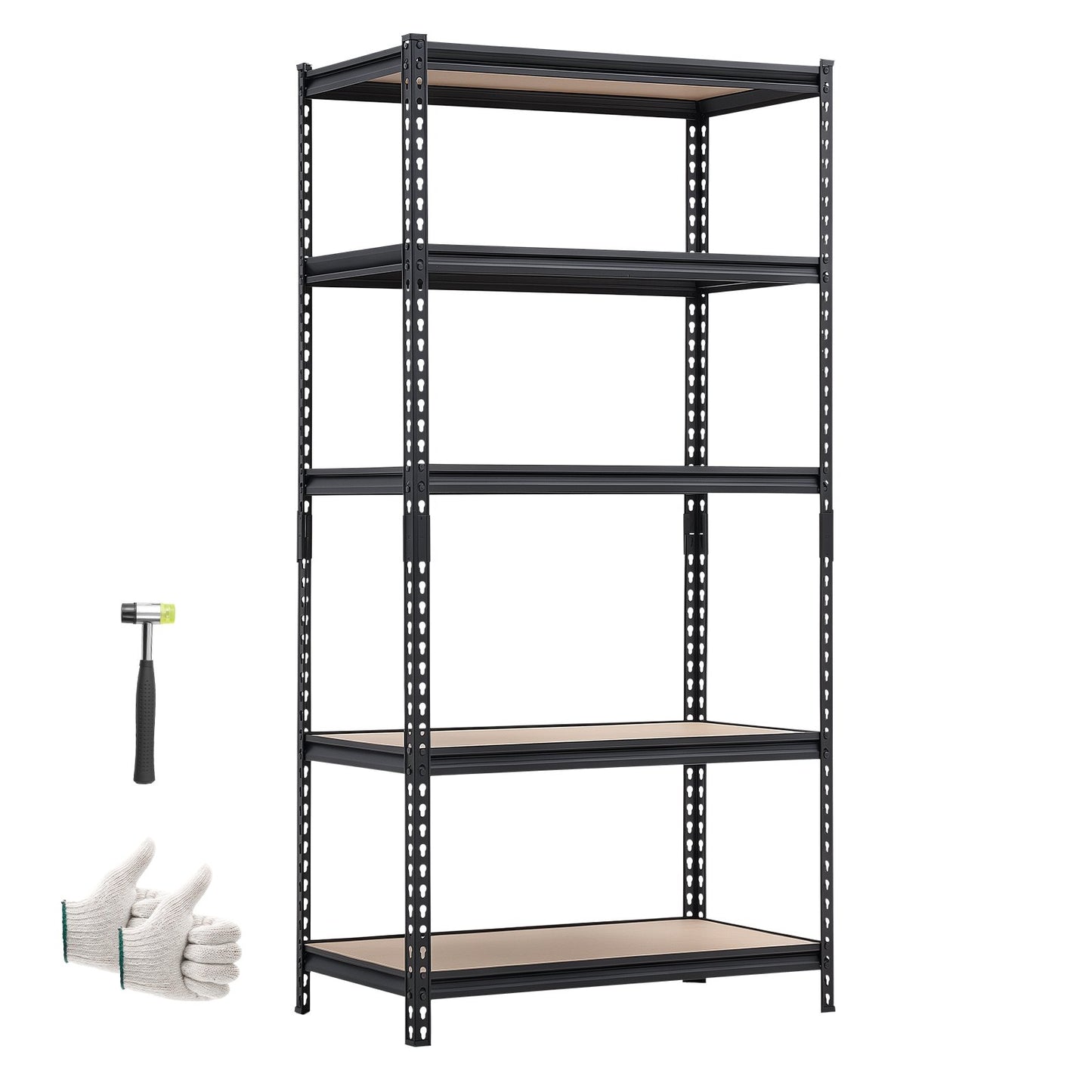 Storage Shelves, 5-Tier Adjustable, 907.2 kg Capacity, Heavy Duty Garage Storage Shelving Unit, Metal Utility Rack Shelf, for Garage Warehouse Basement Kitchen, 923 mm W x 459 mm D x 1813 mm H