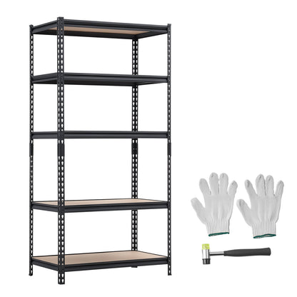 Storage Shelves, 5-Tier Adjustable, 907.2 kg Capacity, Heavy Duty Garage Storage Shelving Unit, Metal Utility Rack Shelf, for Garage Warehouse Basement Kitchen, 923 mm W x 459 mm D x 1813 mm H