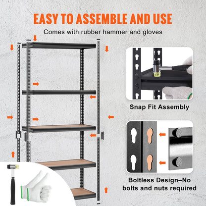 5-Tier Adjustable Metal Shelving Unit, 907 kg Capacity for Garage or Pantry