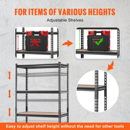 VEVOR Storage Shelving Unit, 5-Tier Adjustable, 907 kg Capacity, Heavy Duty Garage