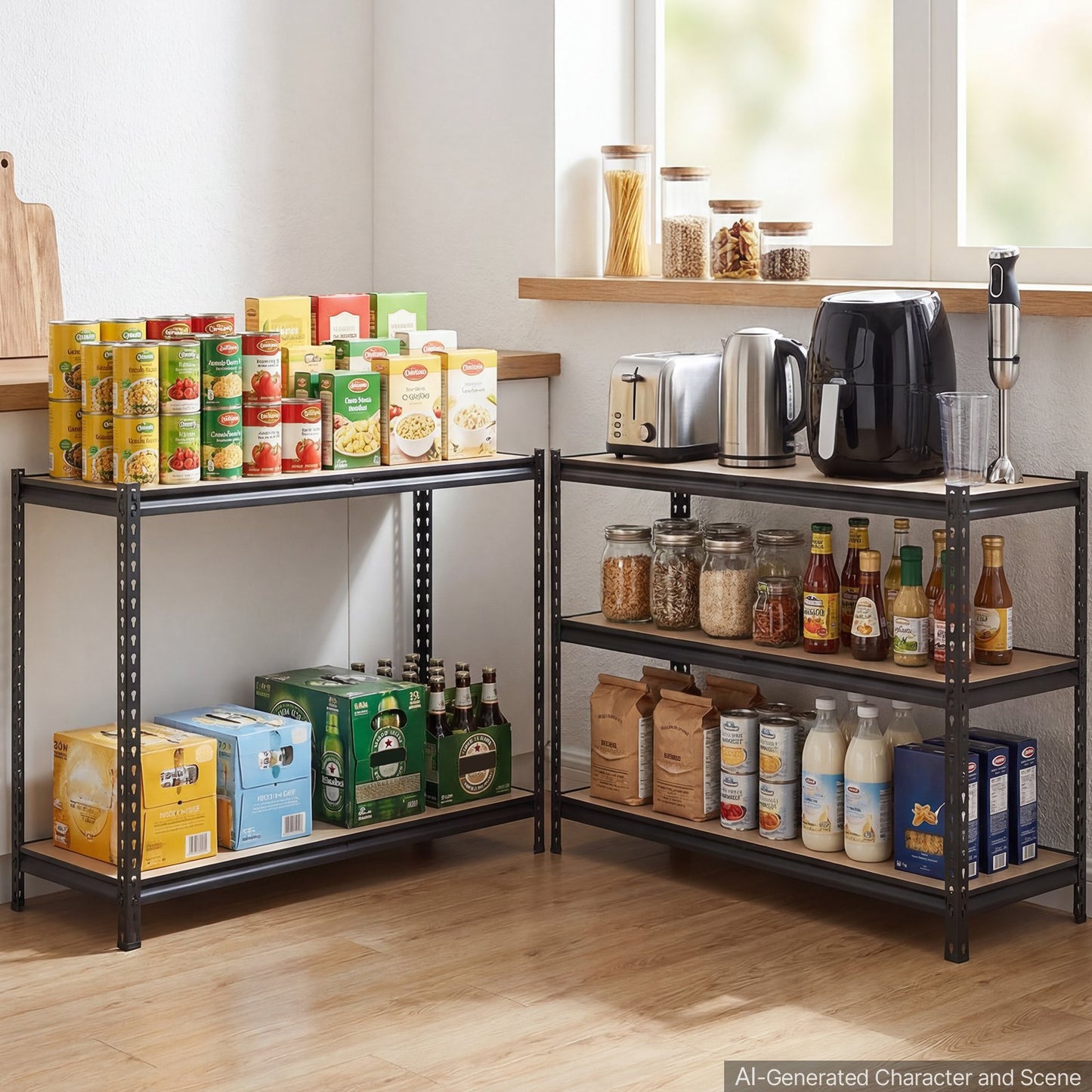 Storage Shelves, 5-Tier Adjustable, 907.2 kg Capacity, Heavy Duty Garage Storage Shelving Unit, Metal Utility Rack Shelf, for Garage Warehouse Basement Kitchen, 1228 mm W x 459 mm D x 1813 mm H