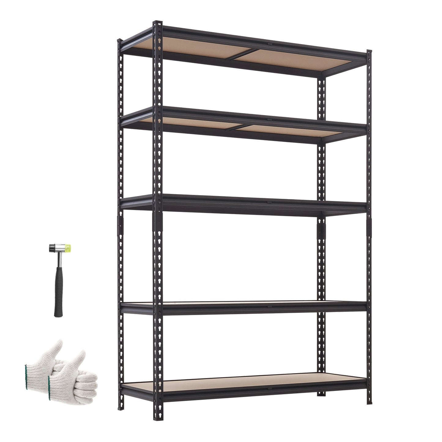 Storage Shelves, 5-Tier Adjustable, 907.2 kg Capacity, Heavy Duty Garage Storage Shelving Unit, Metal Utility Rack Shelf, for Garage Warehouse Basement Kitchen, 1228 mm W x 459 mm D x 1813 mm H
