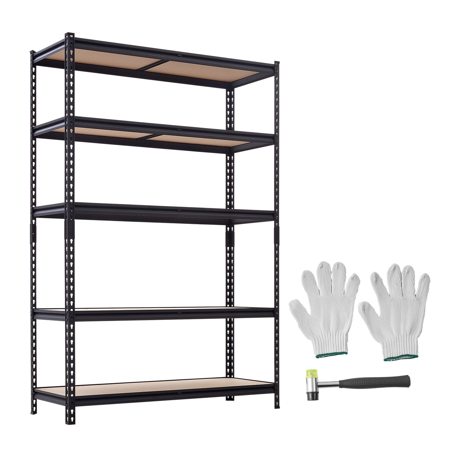 Storage Shelves, 5-Tier Adjustable, 907.2 kg Capacity, Heavy Duty Garage Storage Shelving Unit, Metal Utility Rack Shelf, for Garage Warehouse Basement Kitchen, 1228 mm W x 459 mm D x 1813 mm H