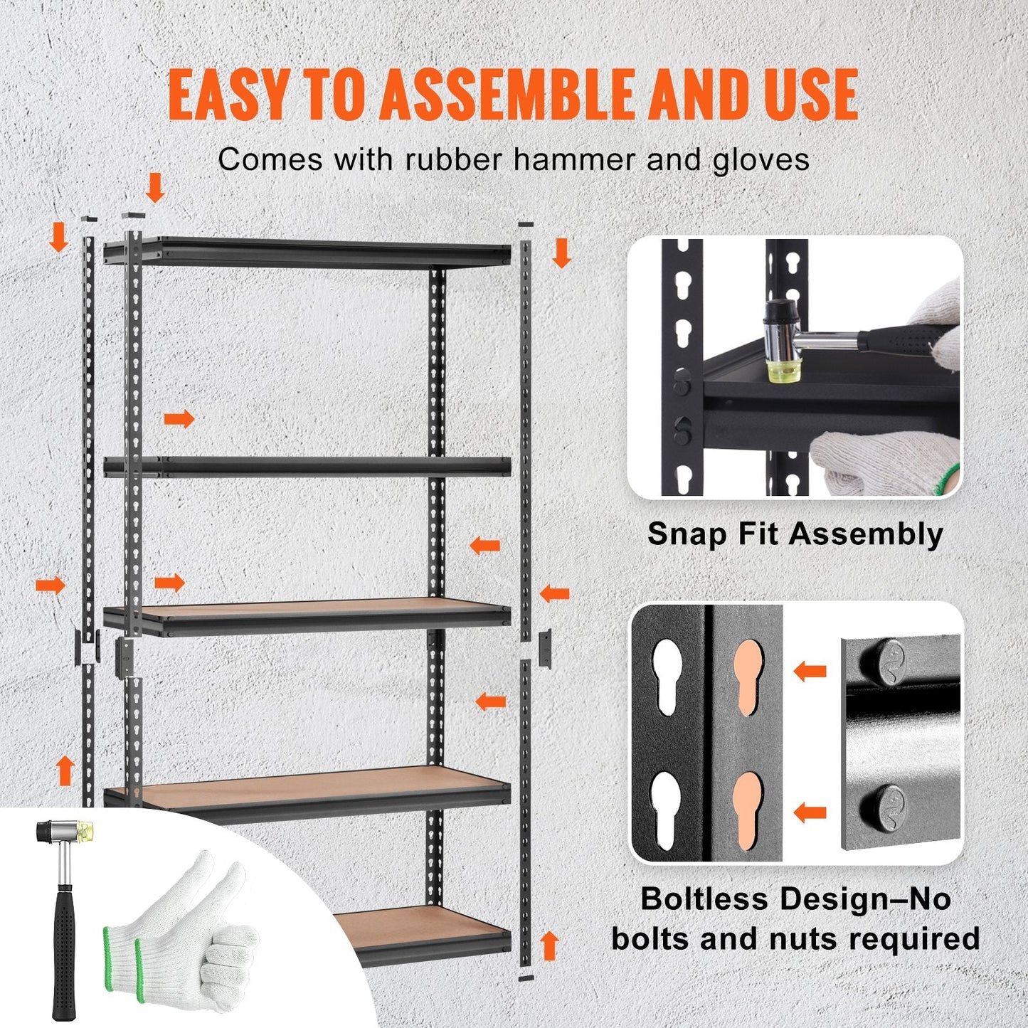 Heavy Duty 5-Tier Metal Shelving Unit, 907 kg Capacity, Adjustable for Garage