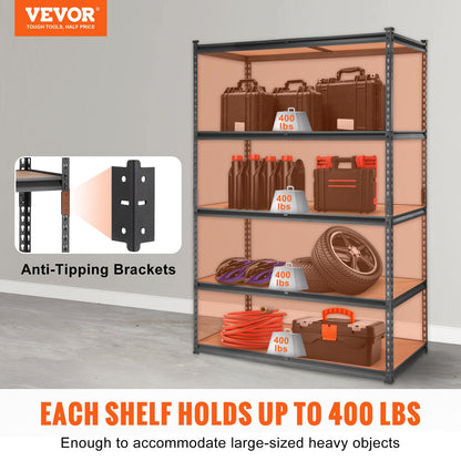 VEVOR Storage Shelving Unit, 5-Tier Adjustable, 907 kg Capacity, Heavy Duty Garage