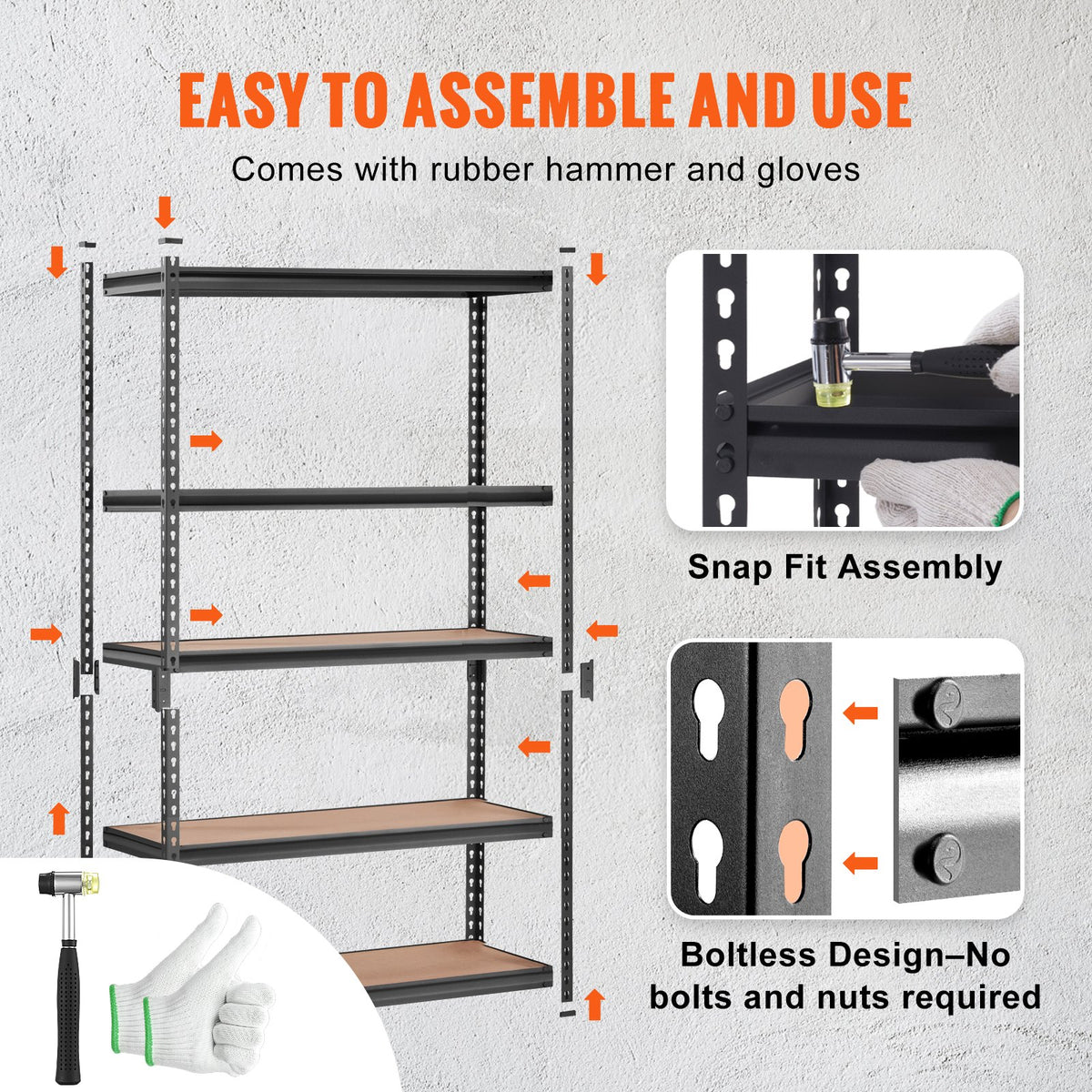 VEVOR Storage Shelving Unit, 5-Tier Adjustable, 907 kg Capacity, Heavy Duty Garage