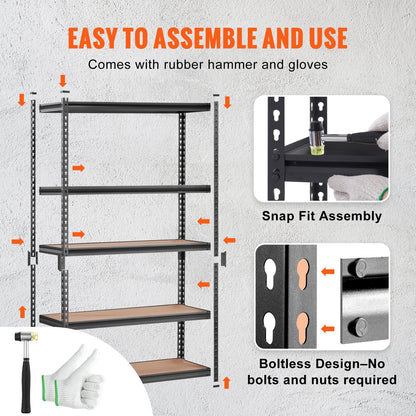 VEVOR Storage Shelving Unit, 5-Tier Adjustable, 907 kg Capacity, Heavy Duty Garage