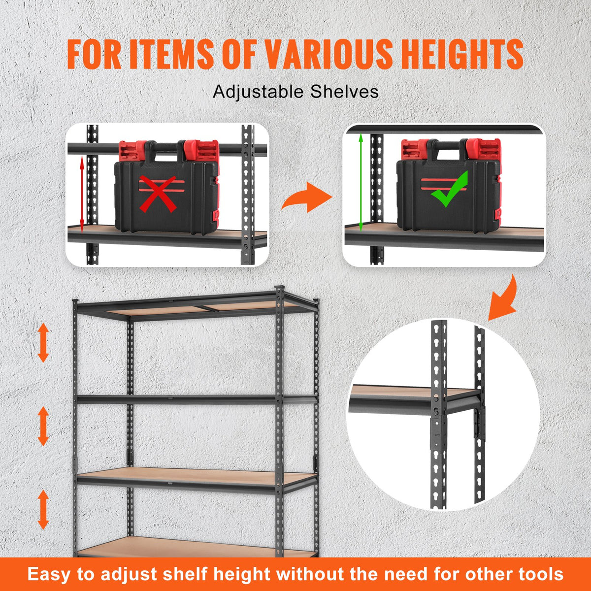 VEVOR Storage Shelving Unit, 5-Tier Adjustable, 907 kg Capacity, Heavy Duty Garage