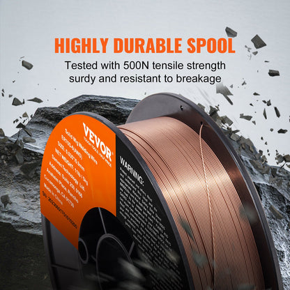 VEVOR Solid MIG Welding Wire, ER70S-6 0.035-inch 11LBS with Low Splatter and High