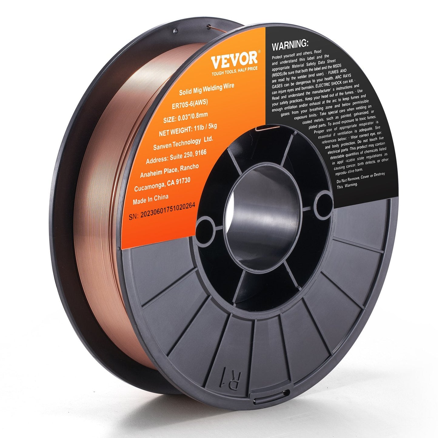 Solid MIG Welding Wire, ER70S-6 0.8mm, 5kg, Low Splatter, All-Position Use