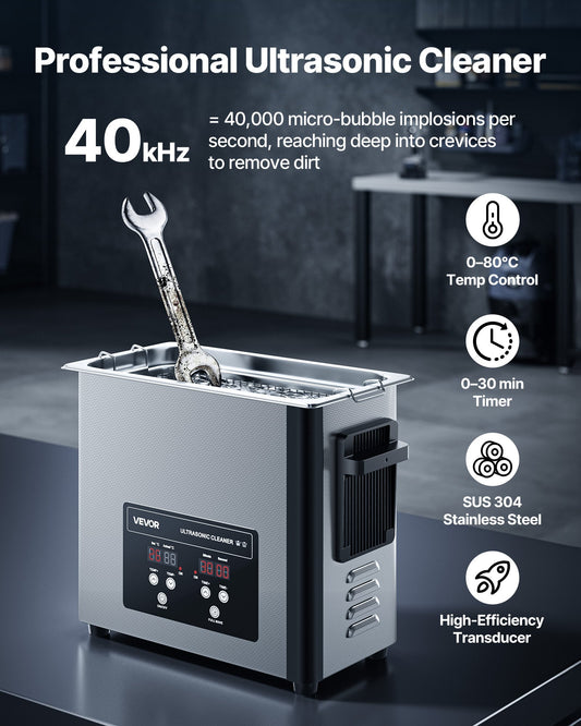 6L Ultrasonic Cleaner, Professional Ultrasonic Cleaner Machine with Cleaning Basket & Digital Display, 120W Stainless Steel 40kHz Cleaning Machine for Watches, Razors, Jewelry, Coins and More