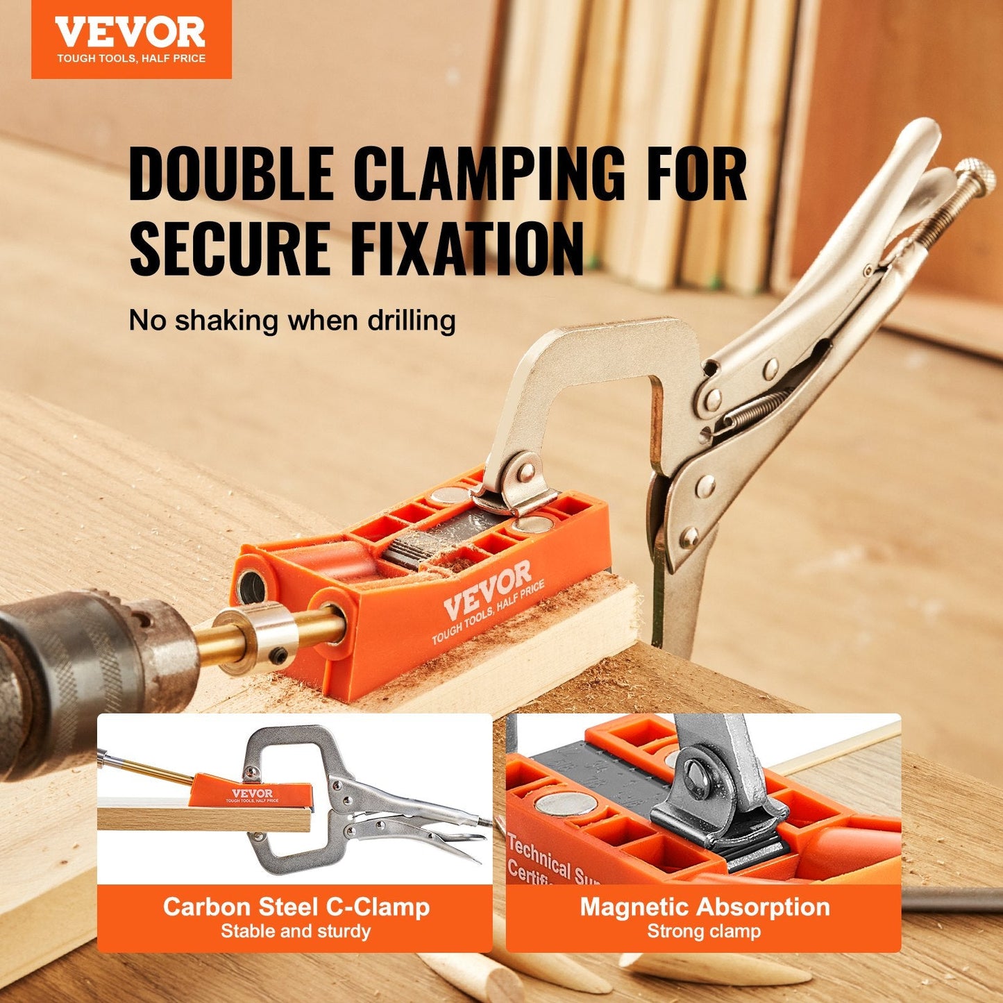 Mini Pocket Hole Jig Kit with C-clamp, Step Drill & Accessories for Carpentry
