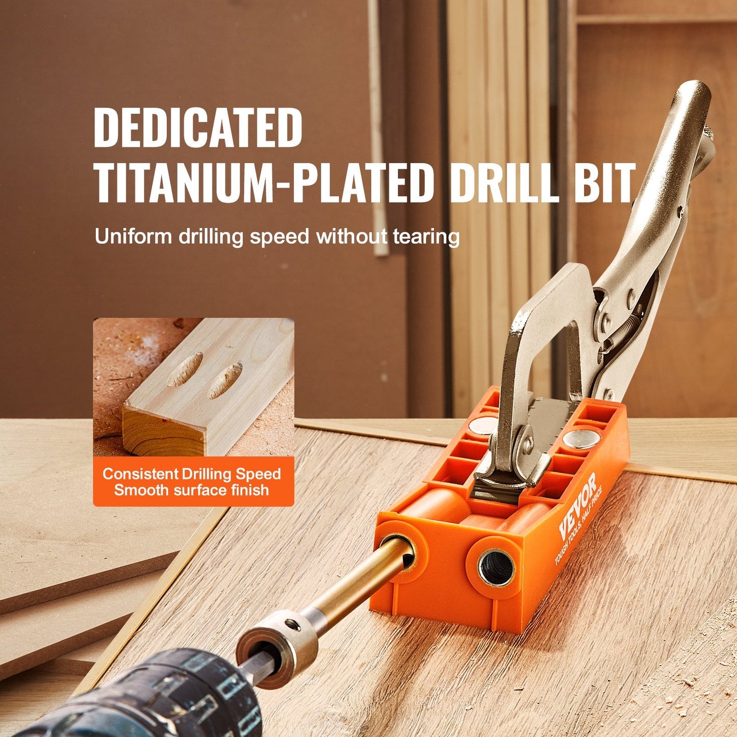 Mini Pocket Hole Jig Kit with C-clamp, Step Drill & Accessories for Carpentry