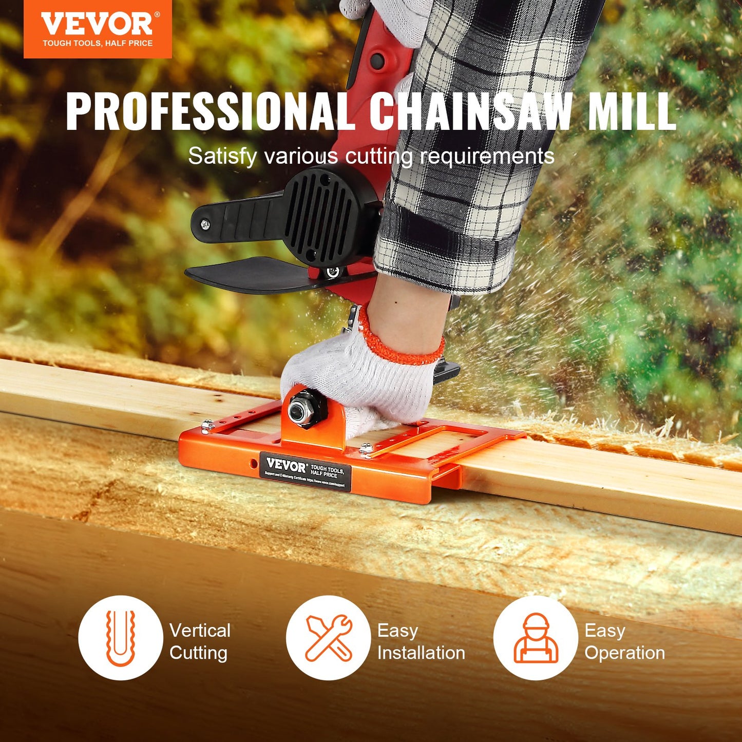 VEVOR Chainsaw Mill, Vertical Lumber Cutting Guide with 5.1-15.2cm Cutting Width,