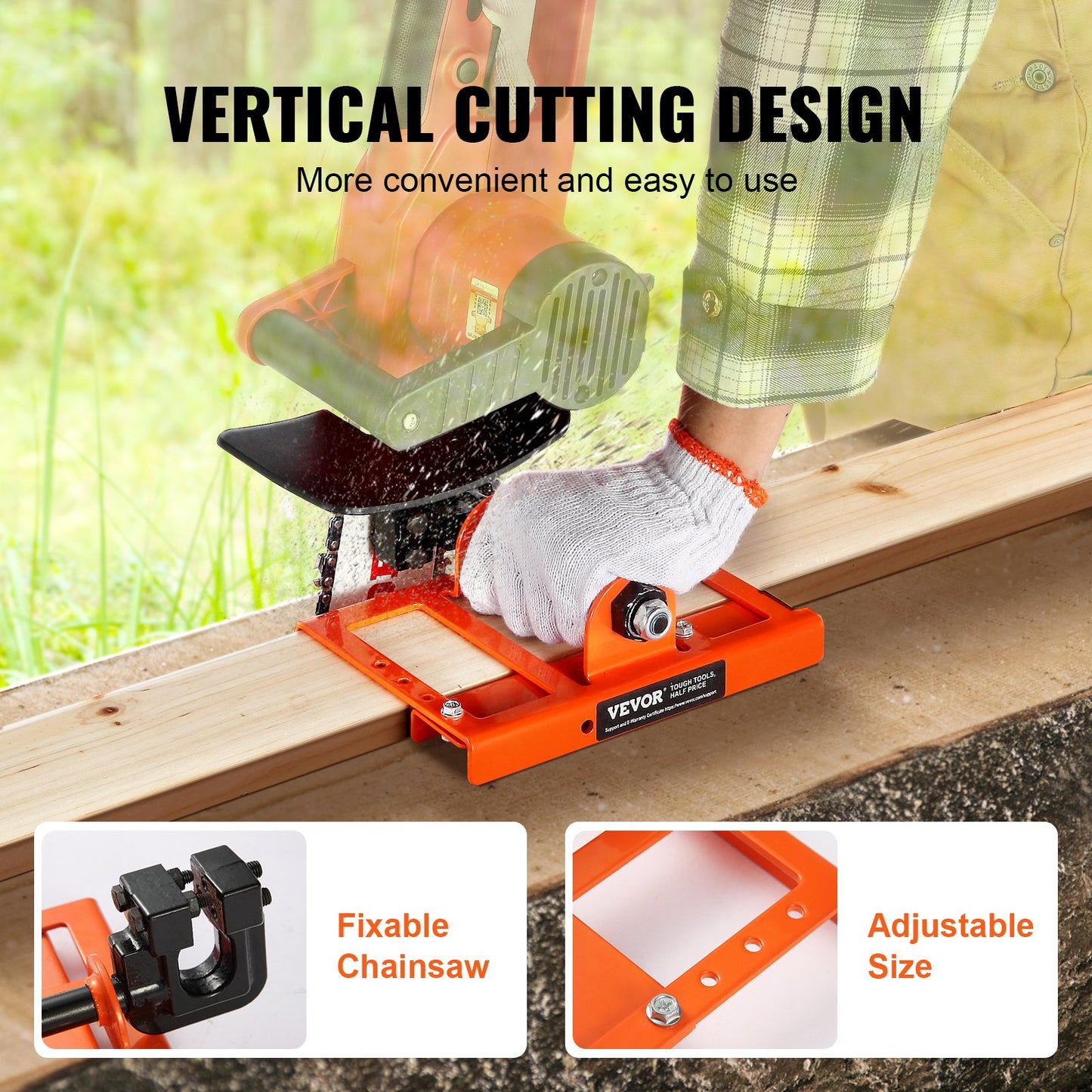 VEVOR Chainsaw Mill, Vertical Lumber Cutting Guide with 5.1-15.2cm Cutting Width,