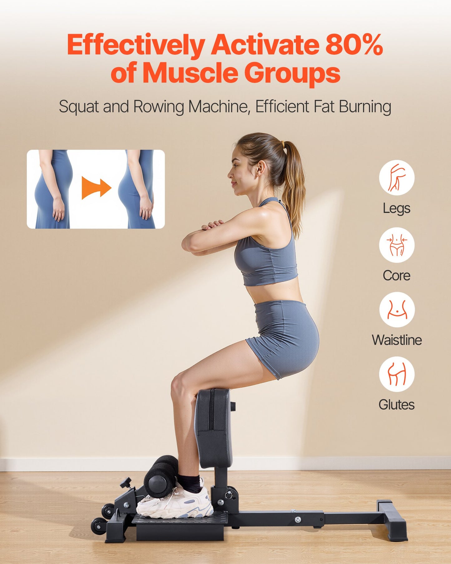 Sissy Squat Machine, Multi-Function Deep Sissy Squat Bench for Leg Muscle Training, Easy Setup & Foldable Core Waistline & Glute Workout Equipment, Leg Exercise Machine for Home Gym, Black