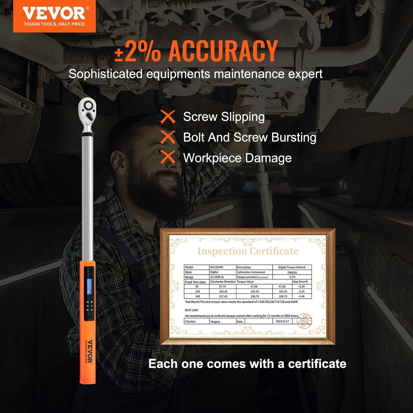 Digital Torque Wrench 1/2" Drive, 34-340 Nm Range, High Precision Tool