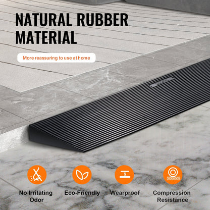 Adjustable 4 cm Rise Rubber Ramp for Wheelchairs and Robots, 90 cm Wide