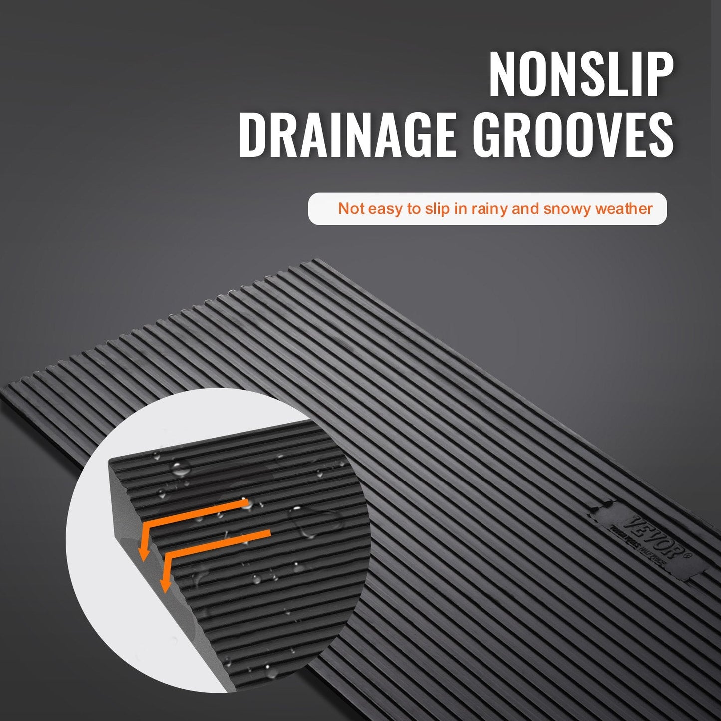 Natural Rubber Threshold Ramp, 90 cm Wide, 3 cm Rise, 15 Ton Capacity