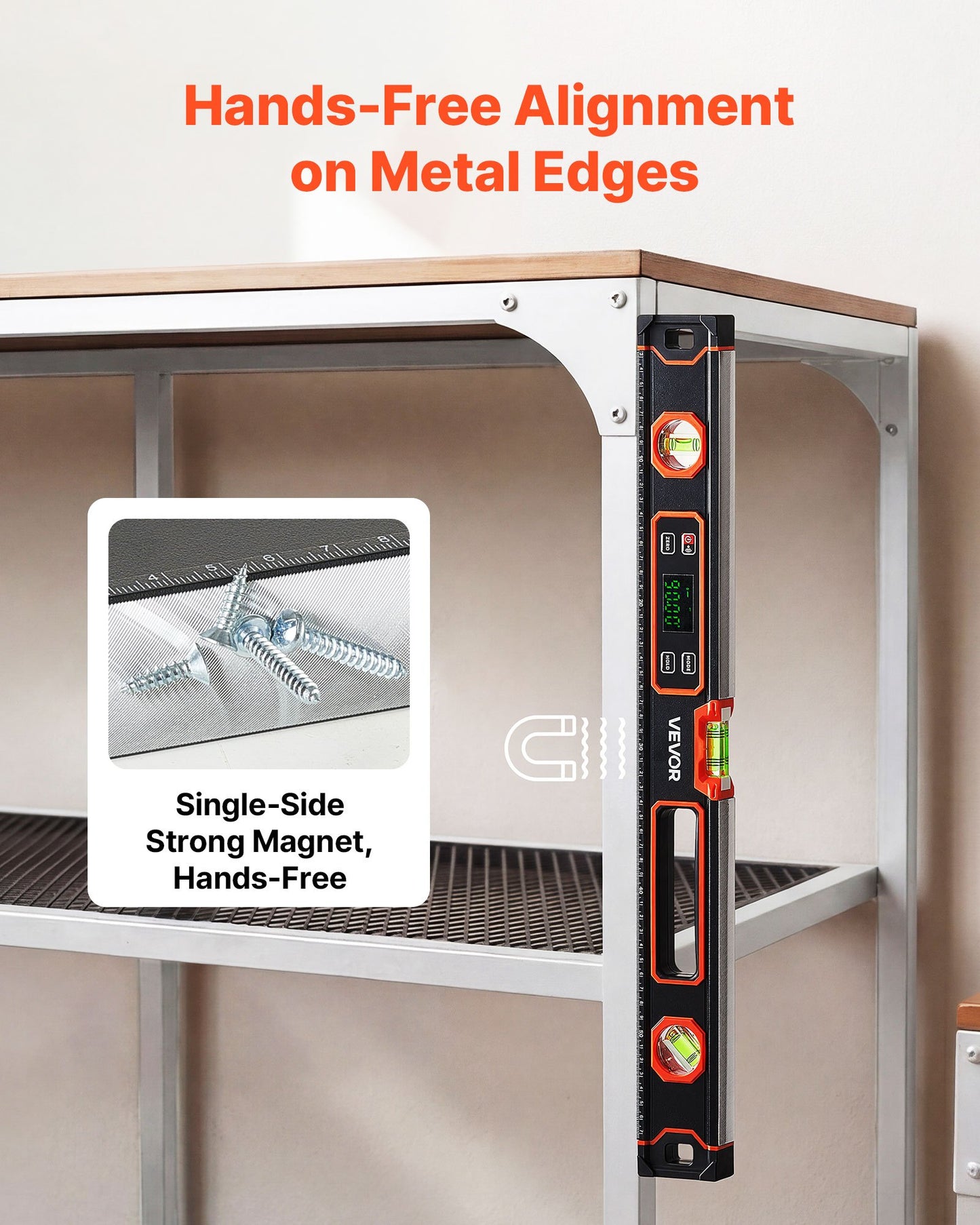 Digital Level, 600 mm, Magnetic Electronic Level with LED Backlit Display, 360° Electronic Leveler Tool with 0°/45°/90° Bubble Vials, IP54 Rating for Construction Carpentry Home Renovation
