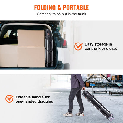 Foldable 3-Shelf Utility Cart with Lockable Wheels, 0.75m Load Capacity 75kg