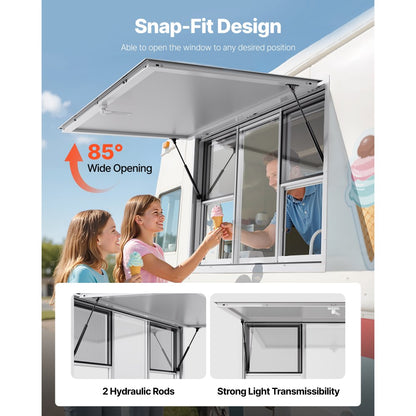 VEVOR 152x92 cm Concession Stand Serving Window Food Truck Service Awning
