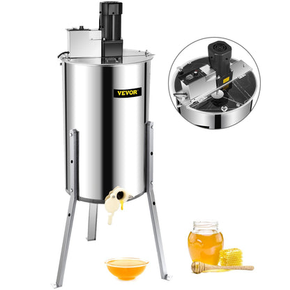 Electric Honey Extractor, Stainless Steel, 3/6 Frame, with Sturdy 3-Leg Design