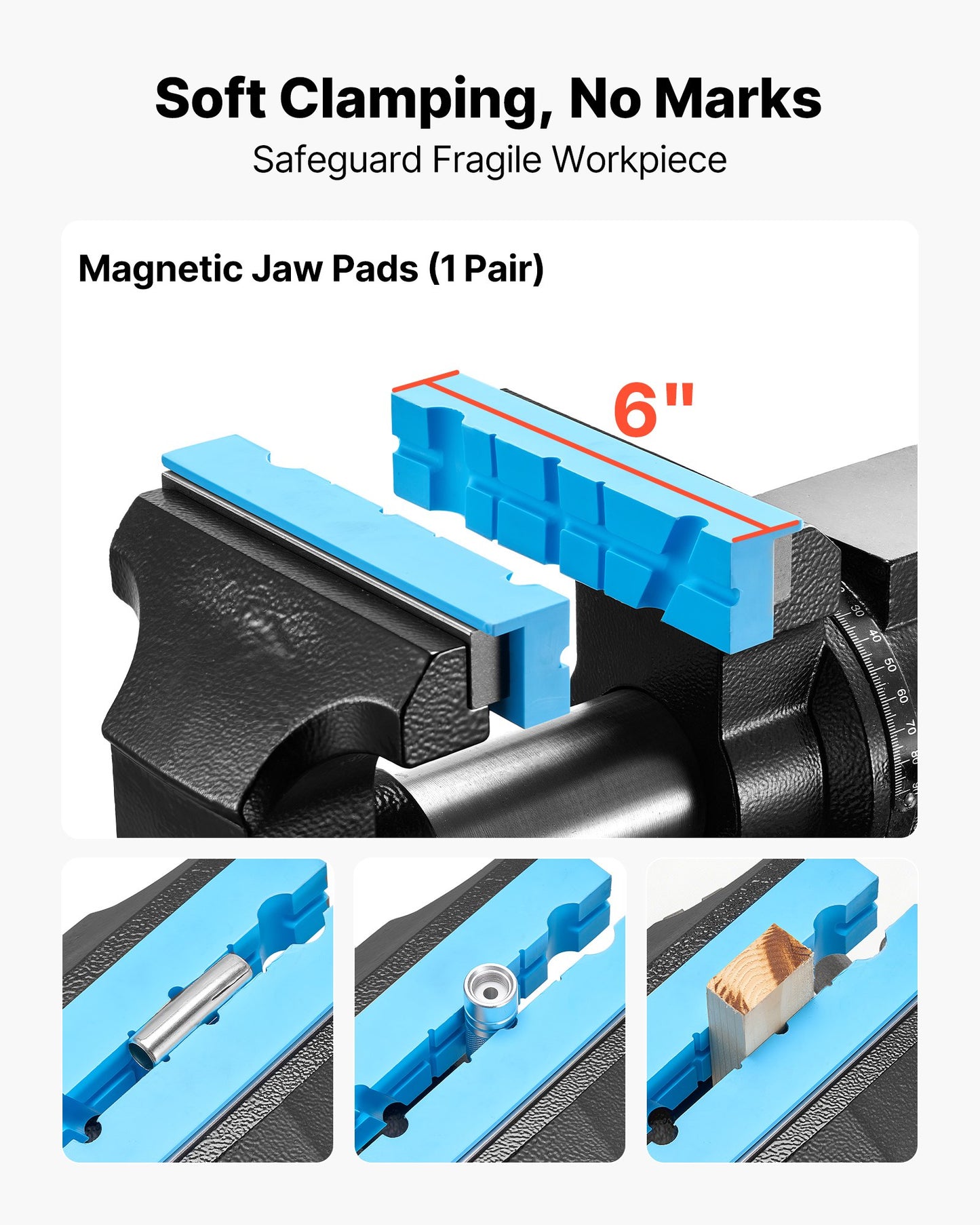 Heavy Duty Bench Vise, 140 mm Jaw Width, Double Swivel Rotating Multi-Purpose Bench Vise, with 360° Locking Swivel Base & Head, 70 mm Throat Depth, 125 mm Jaw Opening, for Drilling, Pipe Cutting