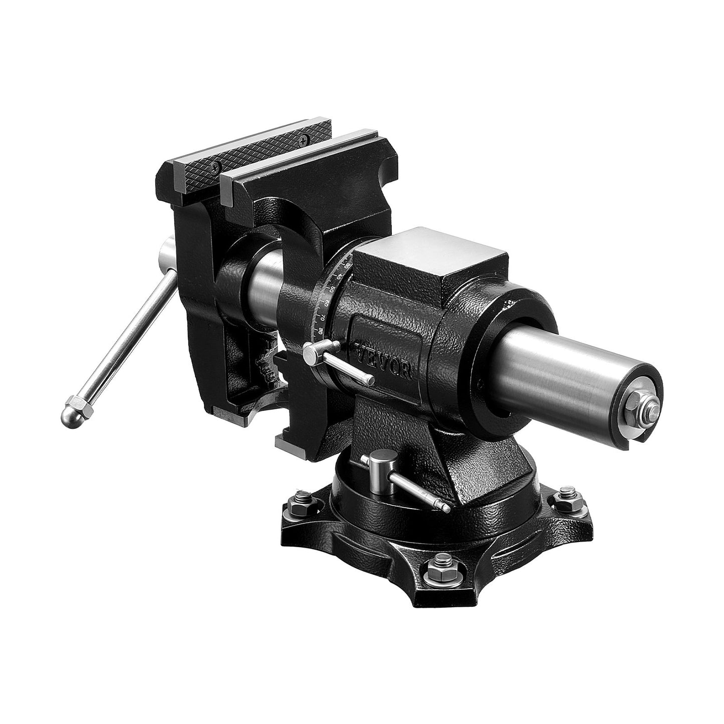 Heavy Duty Bench Vise, 140 mm Jaw Width, Double Swivel Rotating Multi-Purpose Bench Vise, with 360° Locking Swivel Base & Head, 70 mm Throat Depth, 125 mm Jaw Opening, for Drilling, Pipe Cutting