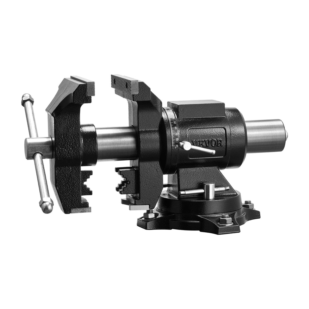 Heavy Duty Bench Vise, 140 mm Jaw Width, Double Swivel Rotating Multi-Purpose Bench Vise, with 360° Locking Swivel Base & Head, 70 mm Throat Depth, 125 mm Jaw Opening, for Drilling, Pipe Cutting