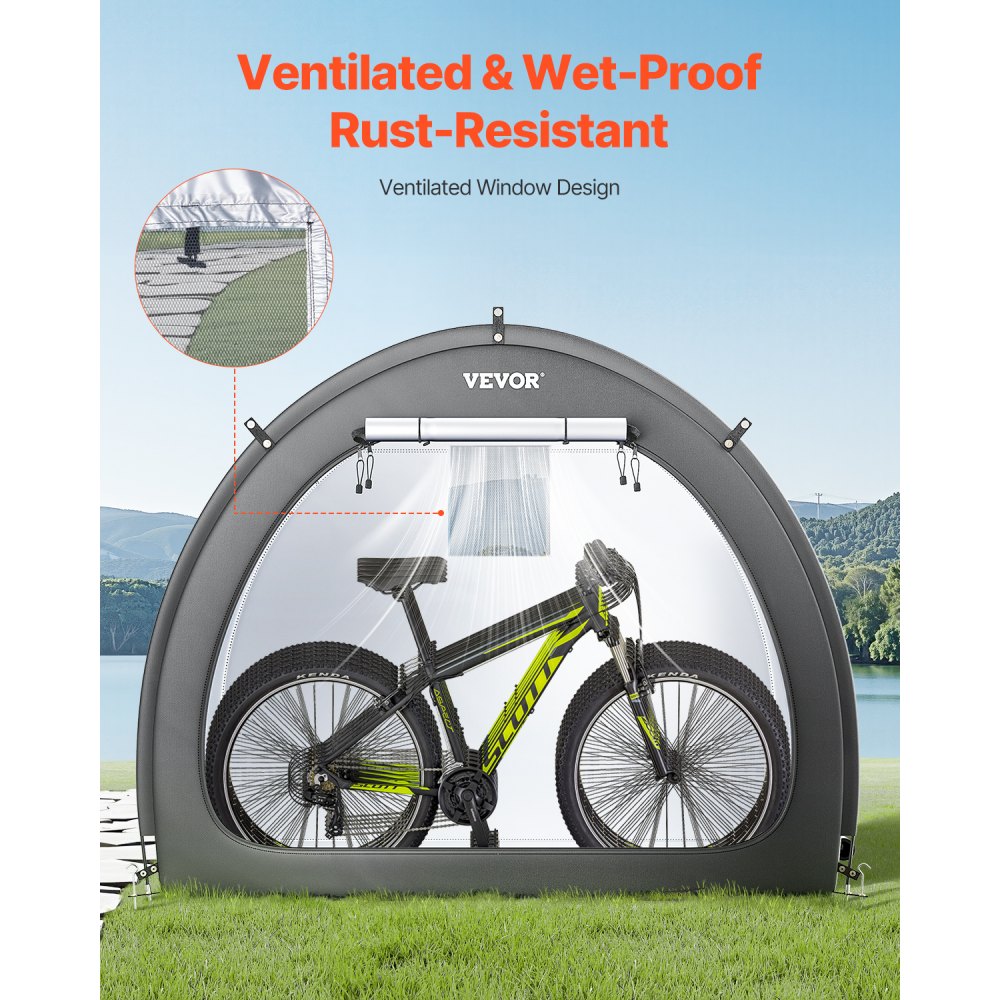 Outdoor Bike Storage Tent Fan-Shaped Dual-Door Bike Tent for 4 to 5 Bikes