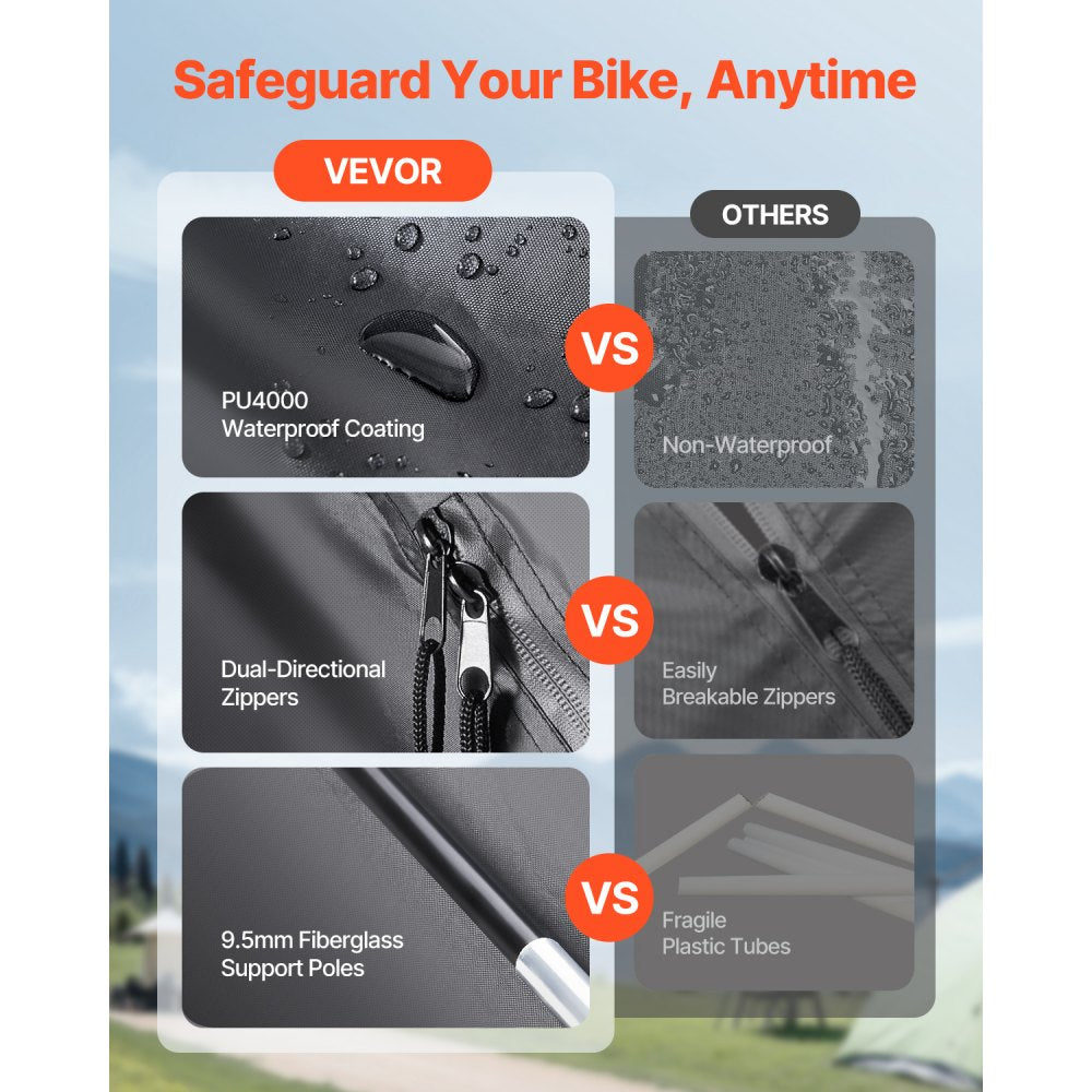 Outdoor Bike Storage Tent Fan-Shaped Waterproof Bike Tent for 5+ Bikes
