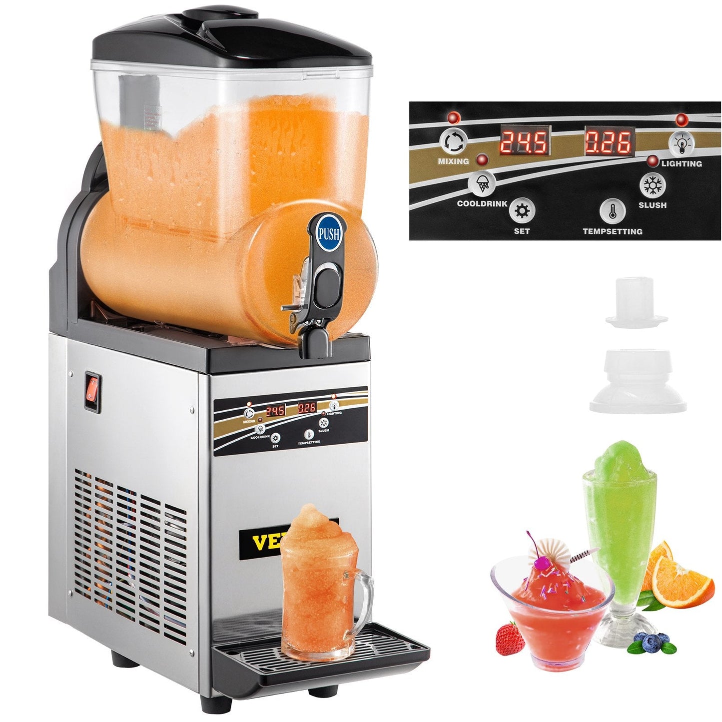 Commercial 15L Margarita Slush Machine, 500W Stainless Steel, 33 kg, 220V