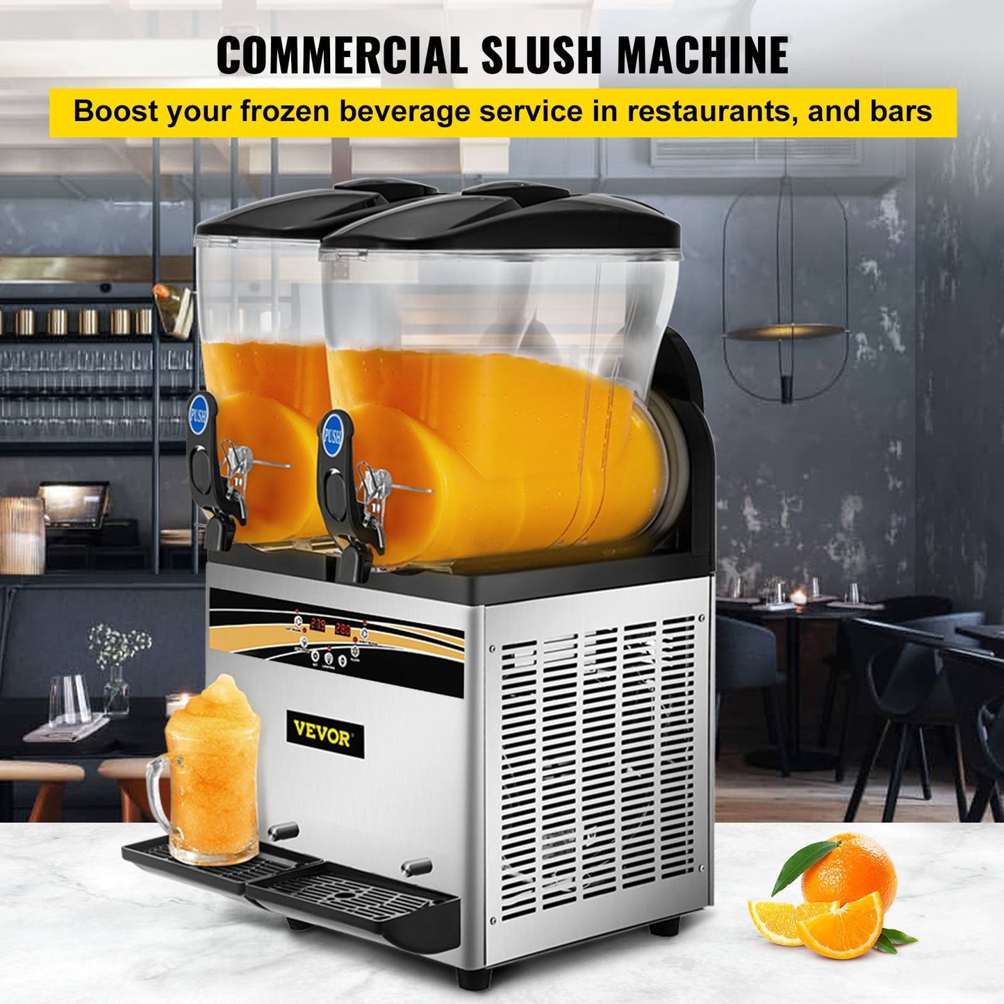 Dual 15L Margarita & Slush Maker, Efficient Frozen Drink Machine, 46 kg