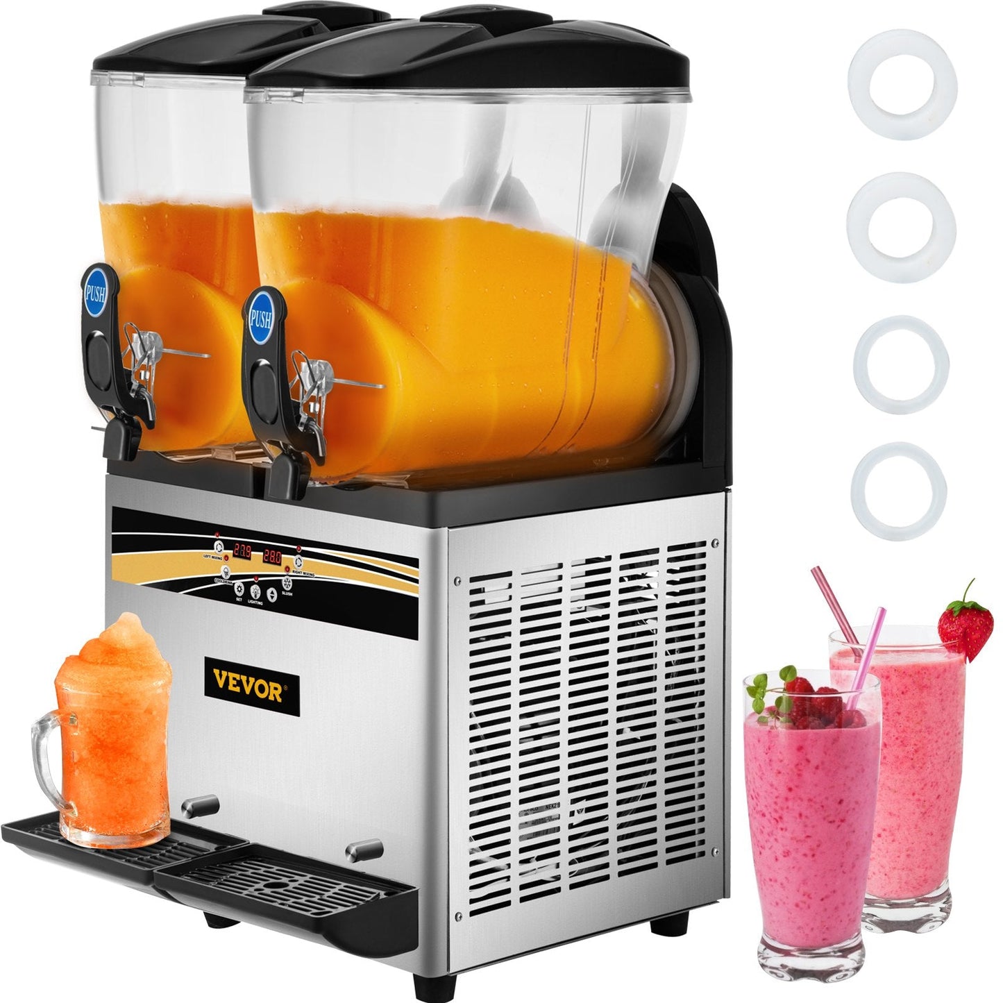 Dual 15L Margarita & Slush Maker, Efficient Frozen Drink Machine, 46 kg