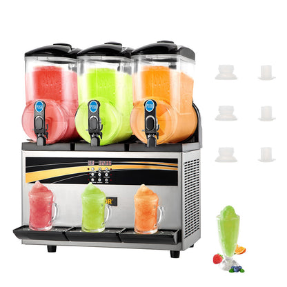 VEVOR Slush Frozen Drink Machine, 3x15L Tank Commercial Margarita Machine, 800W