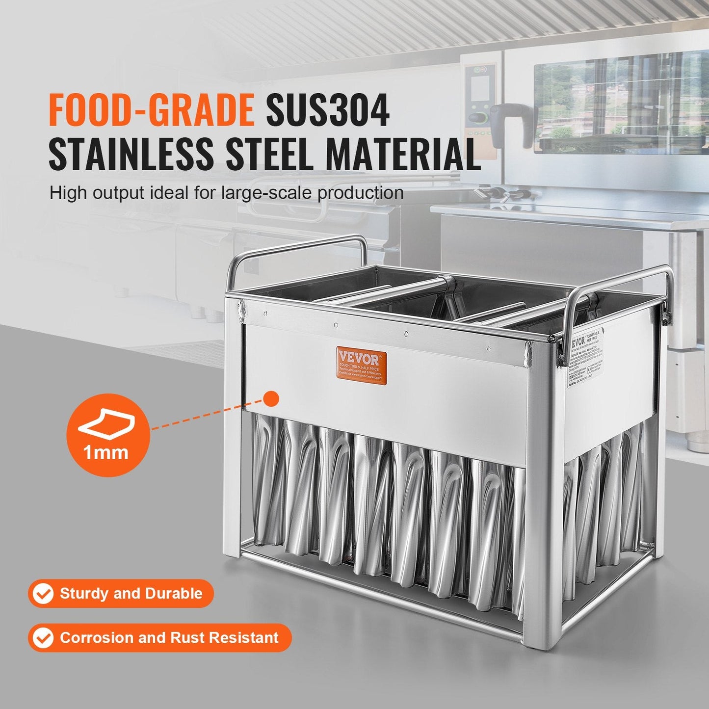 Commercial Stainless Steel Popsicle Mould Set, 40 PCS, Includes Sticks & Bags
