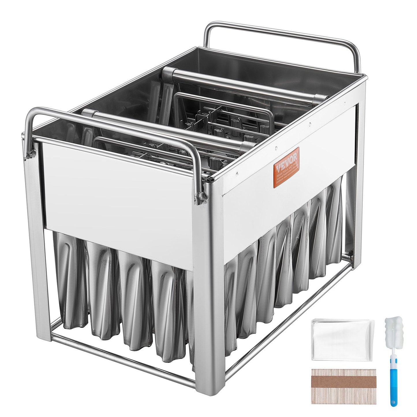 Commercial Stainless Steel Popsicle Mould Set, 40 PCS, Includes Sticks & Bags