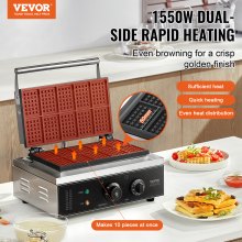 10-Piece Commercial Waffle Maker, 1550W, Stainless Steel, Silver, 7.5 kg