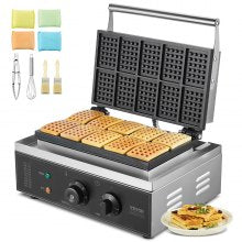 10-Piece Commercial Waffle Maker, 1550W, Stainless Steel, Silver, 7.5 kg