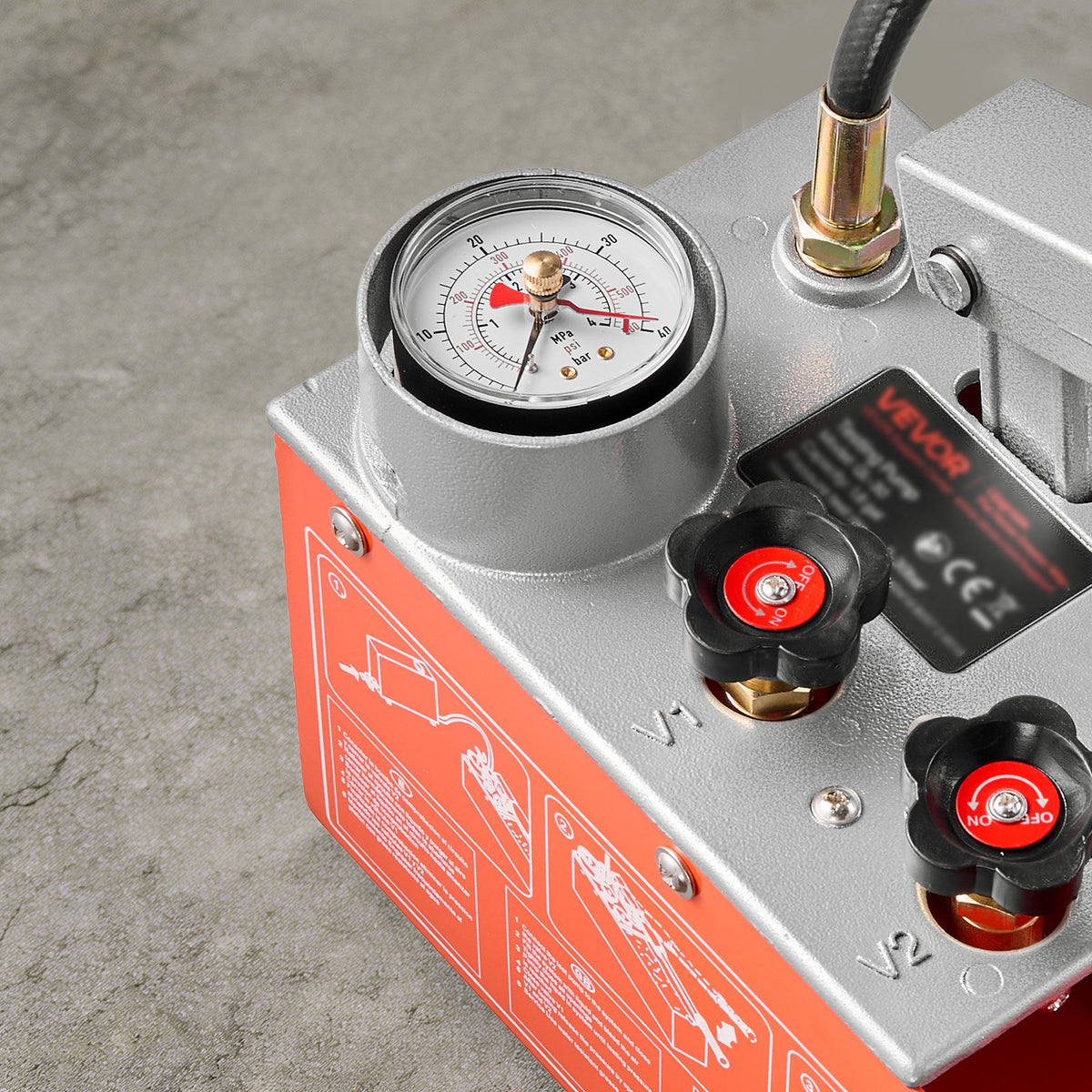 Hydrostatic Test Pump 6.06 L Hydraulic Manual Water Pressure Tester, Dual Valve Hydrostatic Water Pipe Leakage Pressure Test Pump Kit with Gauge & Tank, 0-30 Bar Range, for Pipeline Heating