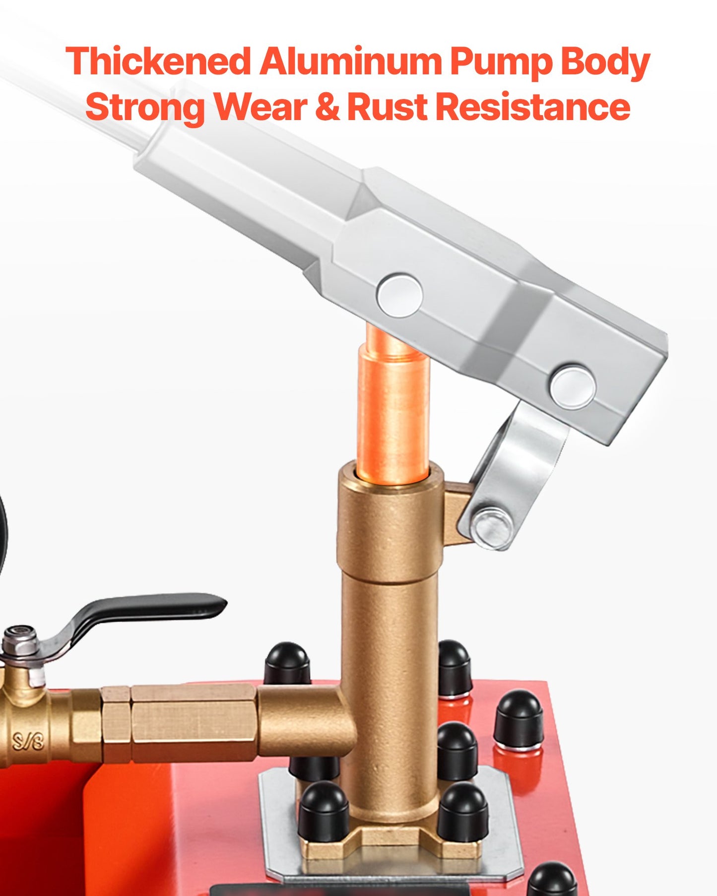Hydrostatic Test Pump 7.57 L Hydraulic Manual Water Pressure Tester, Single Valve Hydrostatic Water Pipe Leakage Pressure Test Pump Kit with Gauge & Tank, 0-50 Bar Range, for Pipeline Heating