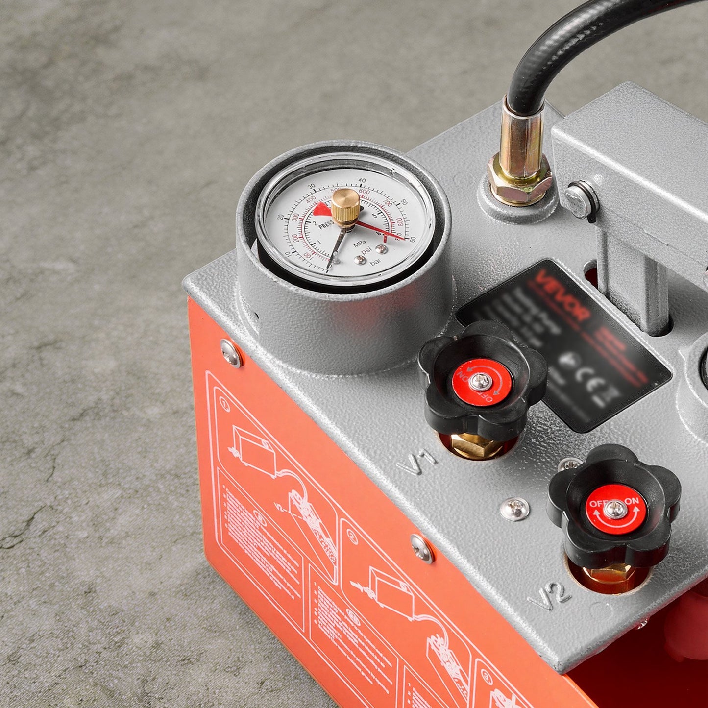 Hydrostatic Test Pump 11.36 L Hydraulic Manual Water Pressure Tester, Dual Valve Hydrostatic Water Pipe Leakage Pressure Test Pump Kit with Gauge & Tank, 0-50 Bar Range, for Pipeline, Heating